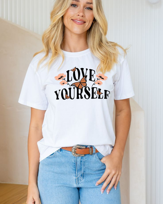 Love Yourself & Bloom Tee 🌸🦋
