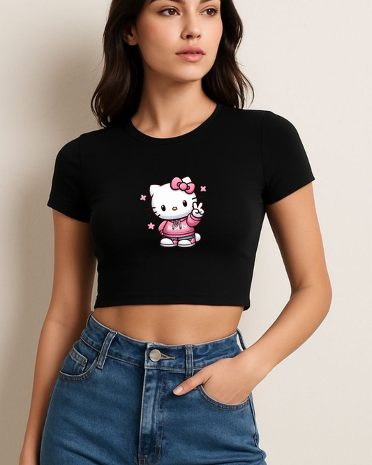 Pink & Peace Hello Kitty Crop Tee 🎀✌️